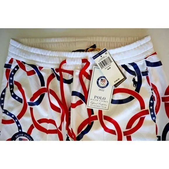 Polo Ralph Lauren Men's Sz M White 2022 USA Olympic Team Fleece Joggers